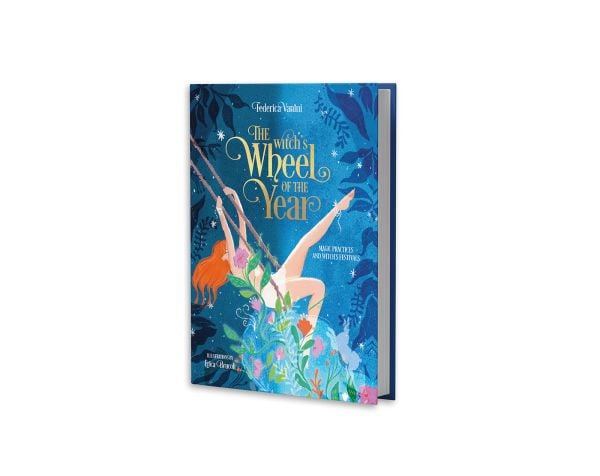 Book cover of The Witch's Wheel of the Year; featuring a figure on a swing. Published by White Star.