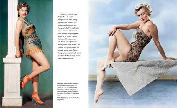 Book cover of Marilyn Monroe: Diva. Woman. Goddess.; featuring the actress wearing a striped top. Published by White Star.