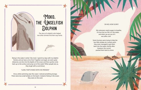 Book cover of Animal Heroes: Amazing & Really True; featuring an elephant, lion, wolf, tortoise, chimpanzee, a pig, and a cat. Published by White Star.