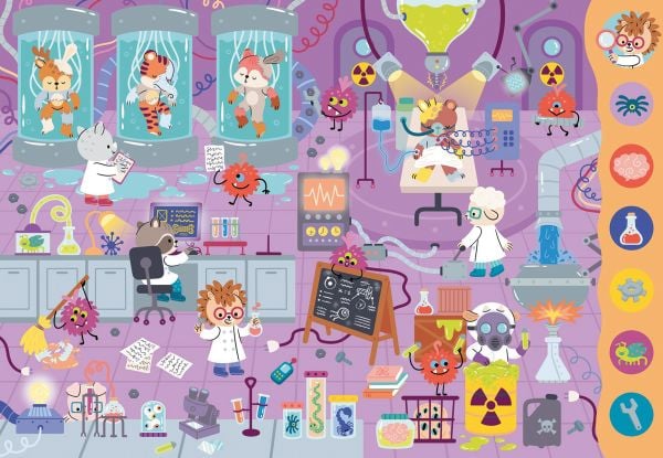 Book cover of Search and Find Monsters; featuring a Halloween scene of ghosts, pumpkins and animals in fancy dress. Published by White Star.