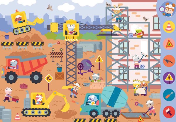 Book cover of Search and Find Vehicles; featuring animals driving cars, riding bikes, sailing boats and flying helicopters. Published by White Star.