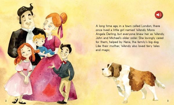 Book cover of The Storyteller: Peter Pan: Listen to the sound fairytales; featuring a small figure in green clothes. Published by White Star.