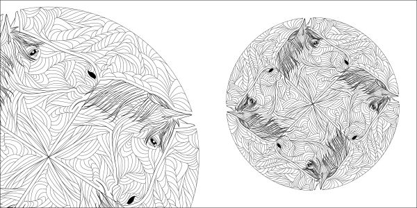 Book cover of Animal Mandalas Colouring Book, with a flock of flamingos. Published by White Star.