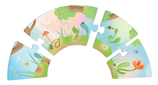 Book cover of Becoming A Flower: Grow-a-Puzzle; with a large orange flower with a smiley face. Published by White Star.