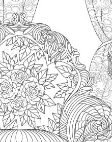 Dark Cozy Secret Rooms. Coloring Book