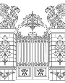 Dark Cozy Secret Rooms. Coloring Book