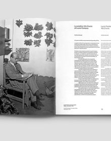 Red cover of 'Lucio Fontana'. Published by Forma Edizioni