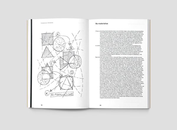 Brown cover of Just Enough, Design Microstories, with blue font. Published by Forma Edizioni.