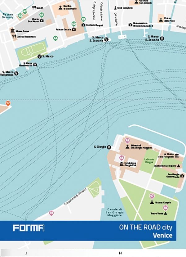 Book cover of Venice: On the Road Architecture Guides; featuring an aerial map of part of the Italian city. Published by Forma Edizioni.