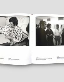 Book cover of Life of Alighiero Boetti, with the Italian artist sitting at a table. Published by Forma Edizioni.