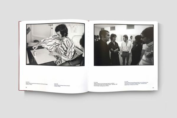 Book cover of Life of Alighiero Boetti, with the Italian artist sitting at a table. Published by Forma Edizioni.