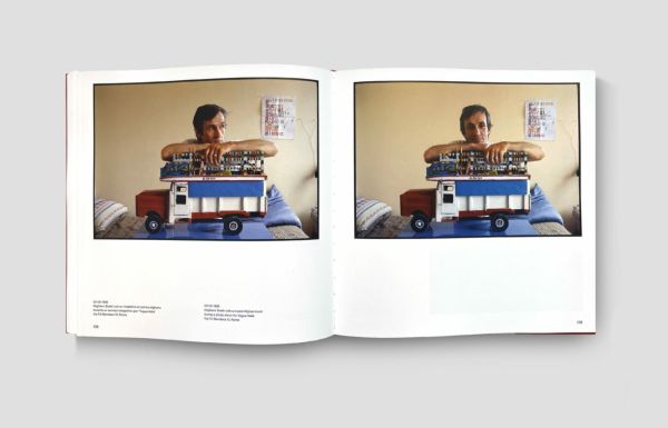 Book cover of Life of Alighiero Boetti, with the Italian artist sitting at a table. Published by Forma Edizioni.