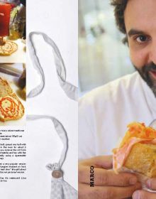 Salami and cheese panini on baking paper, on cover of 'The Pan'Ino', by Guido Tommasi Editore.