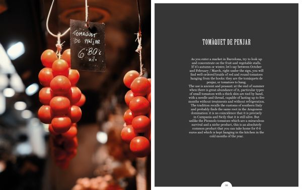 Book cover of The Boqueria, with Barcelona's La Boqueria food market, with large lights hanging from ceiling above crowds of shoppers and tourists. Published by Guido Tommasi Editore.