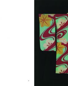 Book cover of Fashioning Kimono, with a pink kimono fabric with rose design. Published by 5 Continents Editions.