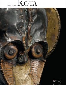 Book cover of Kota, featuring a metal sculpture of face with copper cheeks and prominent eyes. Published by 5 Continents Editions.