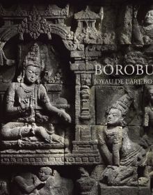 Book cover of Borobudur: Joyau de l'art bouddhique; featuring a bas-relief carvings of Buddhist temple. Published by 5 Continents Editions.