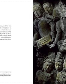 Book cover of Borobudur: Joyau de l'art bouddhique; featuring a bas-relief carvings of Buddhist temple. Published by 5 Continents Editions.