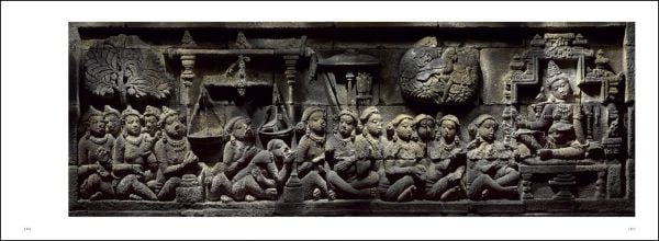 Book cover of Borobudur: Joyau de l'art bouddhique; featuring a bas-relief carvings of Buddhist temple. Published by 5 Continents Editions.