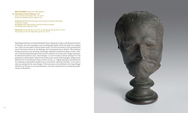 Book cover of Friedrich Nietzsche and the Artists of the New Weimar, featuring a bronze head of the German philosopher with a large moustache. Published by 5 Continents Editions.