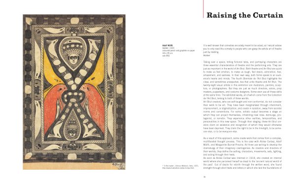 Beige book cover of Theatre, Art Brut - The Collection, featuring a red theatre stage set and auditorium. Published by 5 Continents Editions.