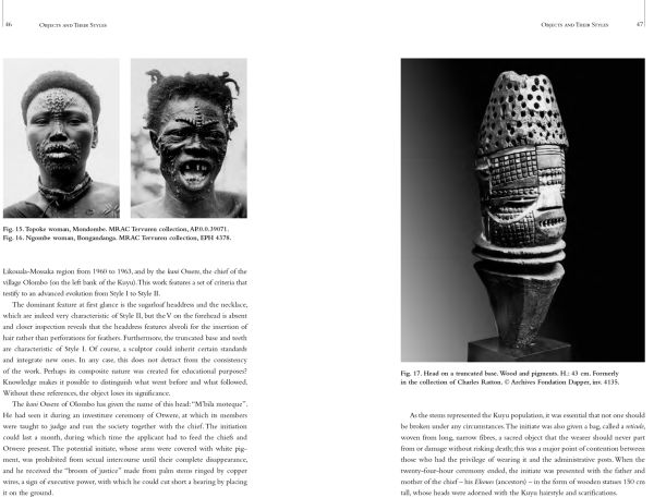 Black book cover of Kuyu, featuring a carved wooden head. Published by 5 Continents Editions.