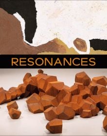Book cover of Resonances, featuring a large rusted sculpture of loosely compacted fragments welded together. Published by 5 Continents Editions.