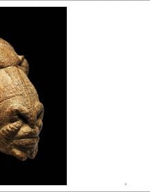 Pale grey book cover of Beauty Unusual, Masterworks from the Ceil Pulitzer Collection of African Art, featuring a dark brown African mask. Published by 5 Continents Editions.