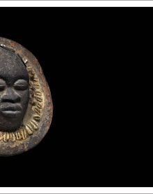 Pale grey book cover of Beauty Unusual, Masterworks from the Ceil Pulitzer Collection of African Art, featuring a dark brown African mask. Published by 5 Continents Editions.