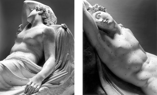 Book cover of Canova: Four Tempos, Volume II, featuring a white ancient classical sculpture of a nude male model with arm leaning on clothed plinth. Published by 5 Continents Editions.