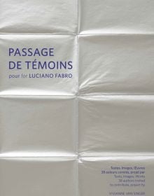 Book cover of Passage de témoins pour Luciano Fabro, with a pale gray sheet with fold lines. Published by 5 Continents Editions.