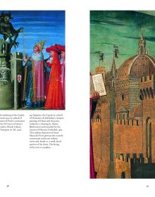 Renaissance figure kneeling while drawing circular image, city scape behind, on cover of 'Brunelleschi, The Genius of the Dome', by Mandragora.