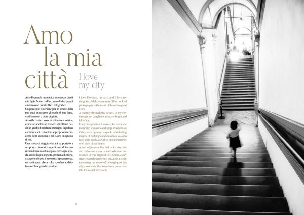 Book cover of Firenze: Through My Daughter’s Eyes, with arched buildings in the city. Published by Mandragora.