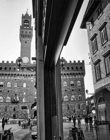 Book cover of Firenze: Through My Daughter’s Eyes, with arched buildings in the city. Published by Mandragora.
