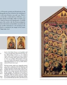 Book cover of A Complete Catalogue of Paintings of the Galleria dell’Accademia di Firenze, featuring Odoardo Borrani's painting titled Alla Galleria dell’Accademia. Published by Mandragora.