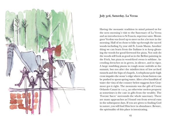 Book cover of A Tuscan Résumé; featuring a landscape in watercolour. Published by Mandragora.