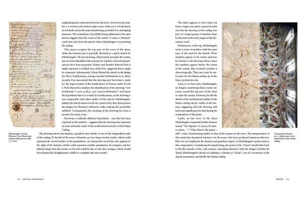 Book cover of Michelangelo: The Genesis of the Sistine; featuring a fresco painting of God and Adam. Published by Mandragora.