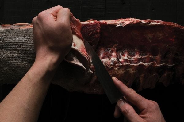 Book cover of Deep Raw: La Filosofia delle Frollature, will a tray of dead, de-feathered birds. Published by Manfredi Edizioni.