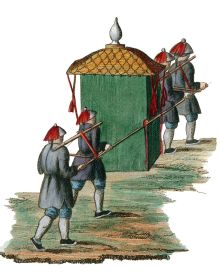 Book cover of La Chine: En miniature, with a brightly colored miniature drawing of three figures in Chinese dress. Published by Franco Maria Ricci editore.