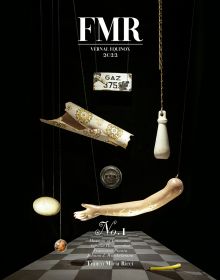 Book cover of FMR No. 1: Vernal Equinox 2022, with a collection of objects suspended above a checkered floor. Published by Franco Maria Ricci editore.