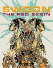 Book cover of The Red Skein, featuring a screen print titled 'Ice Queen' by Caledonia Curry. Published by Drago.