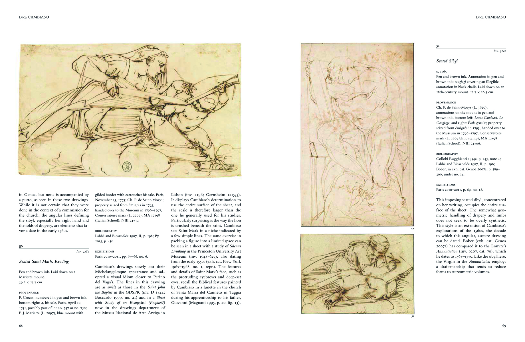 Genoese drawing of naked female in motion, on blue cover, GENOESE DRAWING 16TH-18TH CENTURIES in gold font below