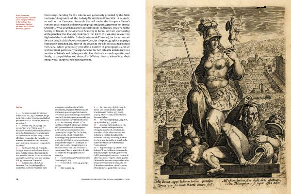 Architectural column church front, Chapels of the Cinquecento and Seicento in the Churches of Rome in cream font on right red border.