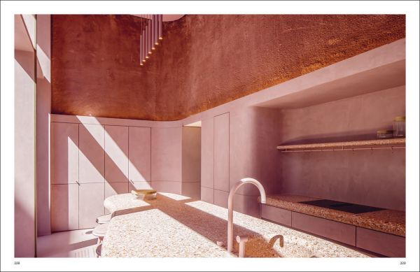 Book cover of Rocked: Architects, Designers & Artists, with shapes of pale stone. Published by Lannoo Publishers.