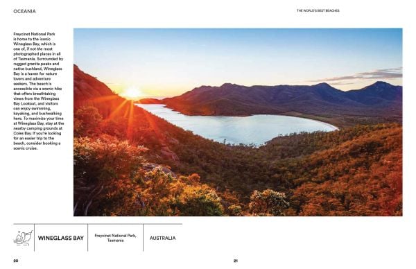 Book cover of The World's Best Beaches: with a figure staring out to sea while holding a surfboard. Published by Lannoo Publishers.