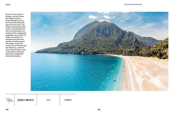 Book cover of The World's Best Beaches: with a figure staring out to sea while holding a surfboard. Published by Lannoo Publishers.