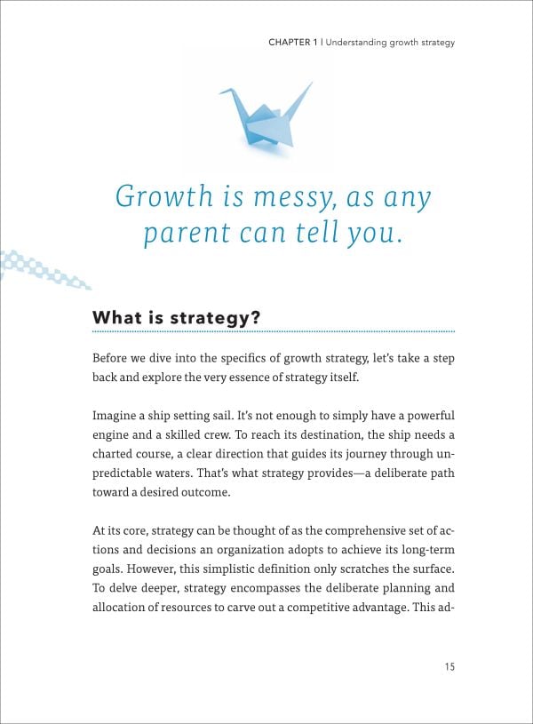 Book cover of Growth Strategy: Pricing Strategies for Startups, with an origami animal made of blue paper. Published by Lannoo Publishers.