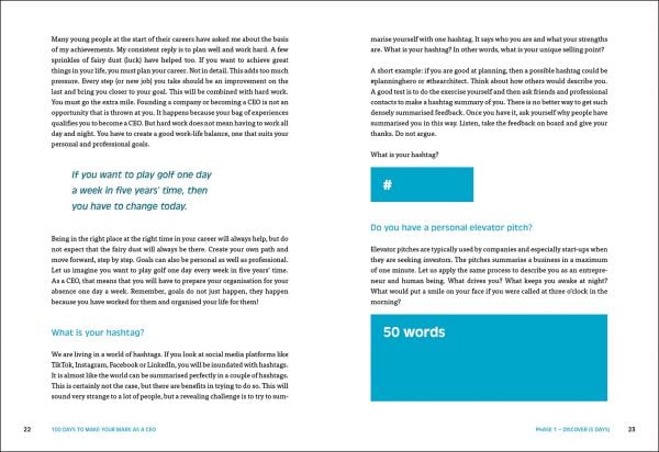 Book cover of 100 Days to Make Your Mark as a CEO: Essentials for First-Time and Seasoned Business-Leaders. Published by Lannoo Publishers.