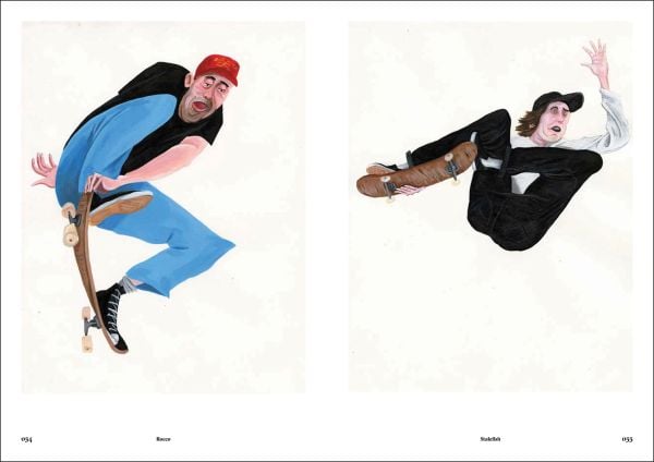 Book cover of Skate & Art: Artists Inspired by Skateboarding; with a skateboard performing a aerial grab trick. Published by Lannoo Publishers.