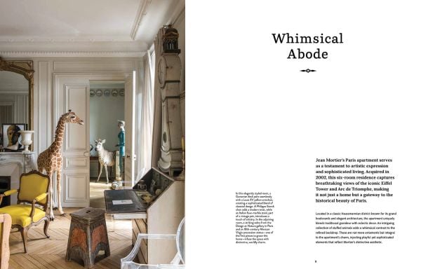 Book cover of Paris Living, featuring an interior living room with wooden box shelving.